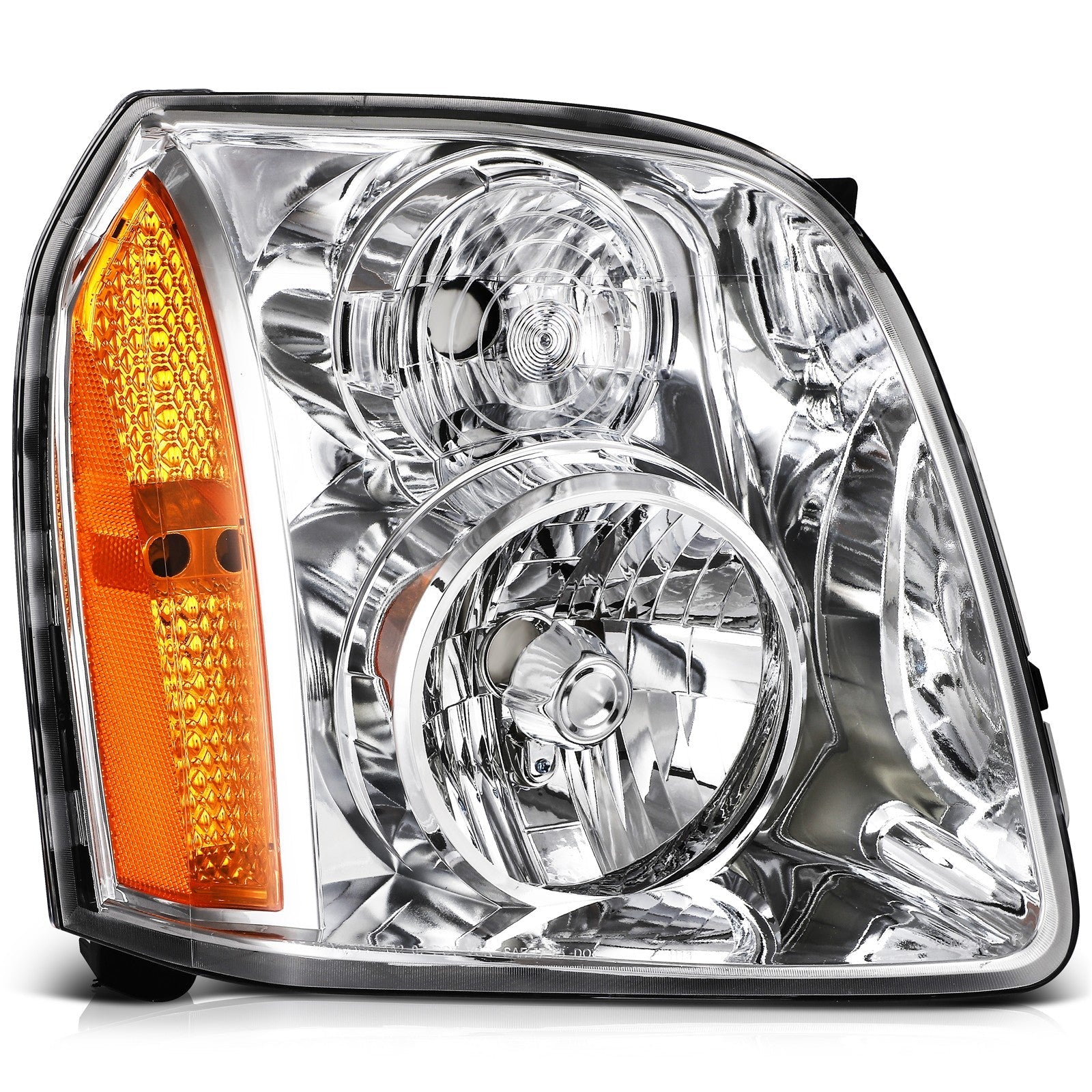 Headlights Assembly LH+RH For 2014-2007 GMC Yukon XL 1500 2500 Chrome w/Amber 6B93BC-57