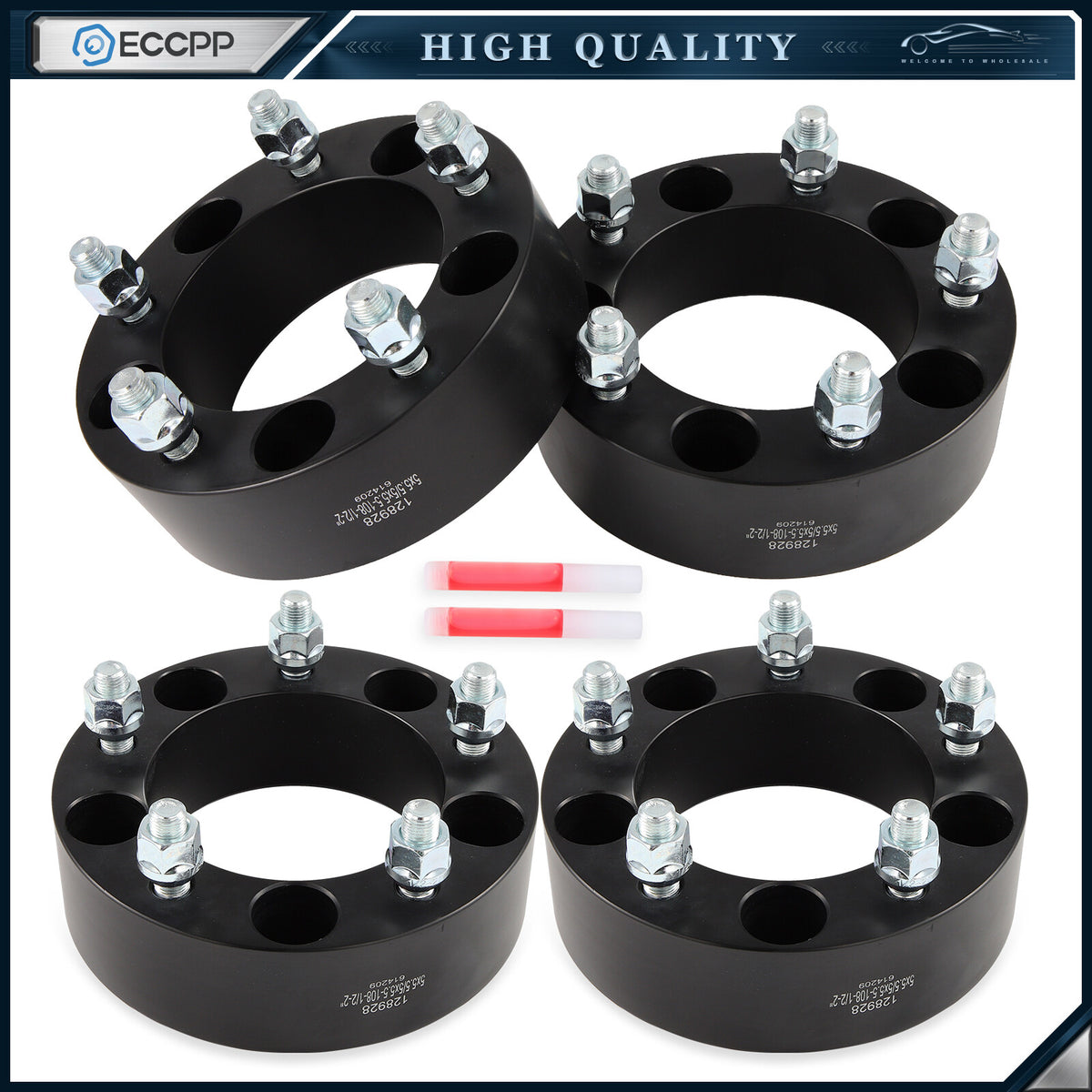 4 Pcs 2 inch Wheel Spacers 5x5.5 1/2"x20 108 CB For Ford F-150 Dodge Ram 1500