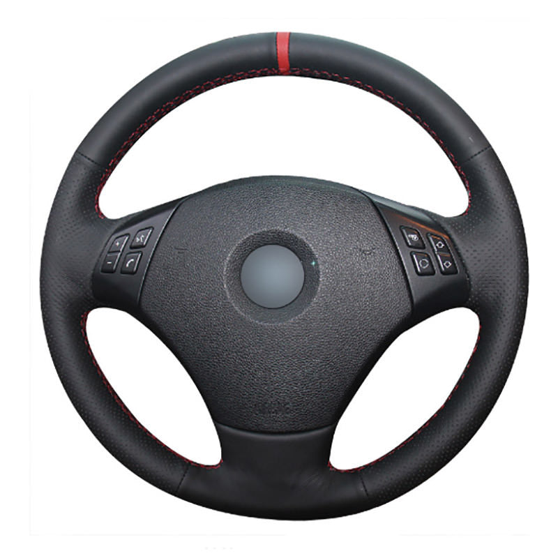 Top Leather Steering Wheel Hand-stitch on Wrap Cover For BMW E82 E90 E91 330i