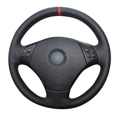 Top Leather Steering Wheel Hand-stitch on Wrap Cover For BMW E82 E90 E91 330i