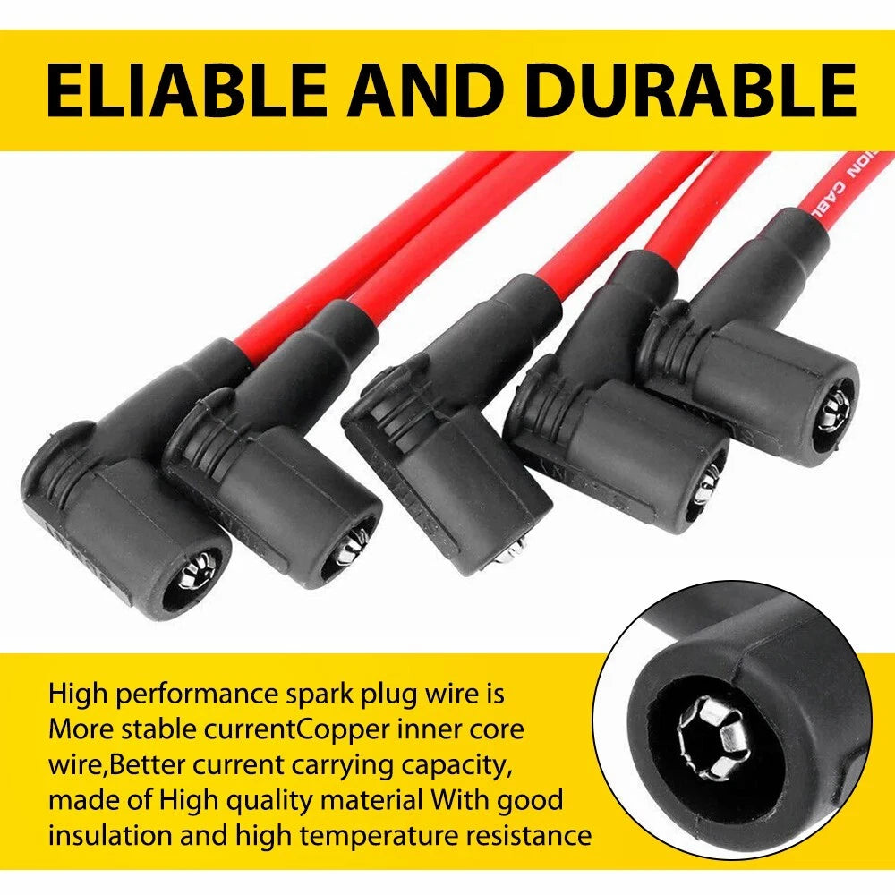 5PCS RED 10.5MM SPARK PLUG WIRE SET FOR HONDA ACCORD 1998-2002 2.3L DX LX EX EOA 6B93BC-57