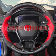 3D Carbon Fiber&Suede Steering Wheel Hand Sewing Wrap Cover For Honda Civic 22