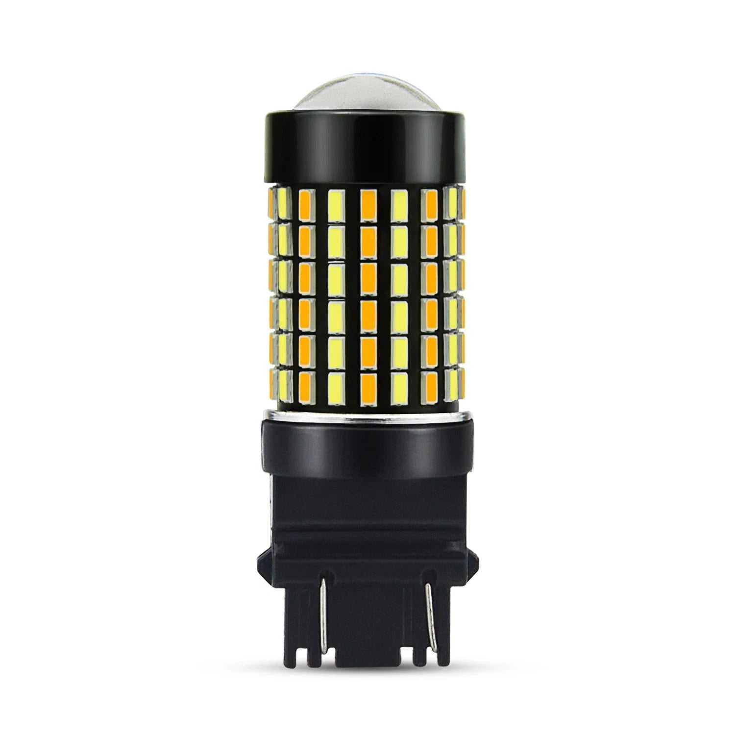 2x White/Amber 3157 4157 LED DRL Switchback Turn Signal Parking Light Bulbs 120H 6B93BC-57