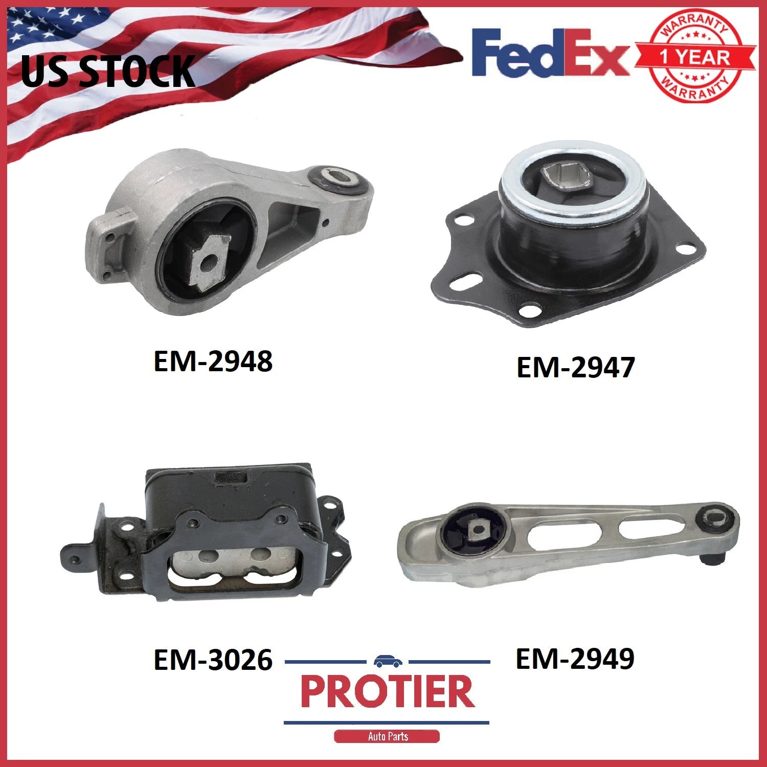 2001-2009 Chrysler PT Cruiser 2.4L Engine Motor & Trans Mount Set 4PCS w/o Turbo 6B93BC-57