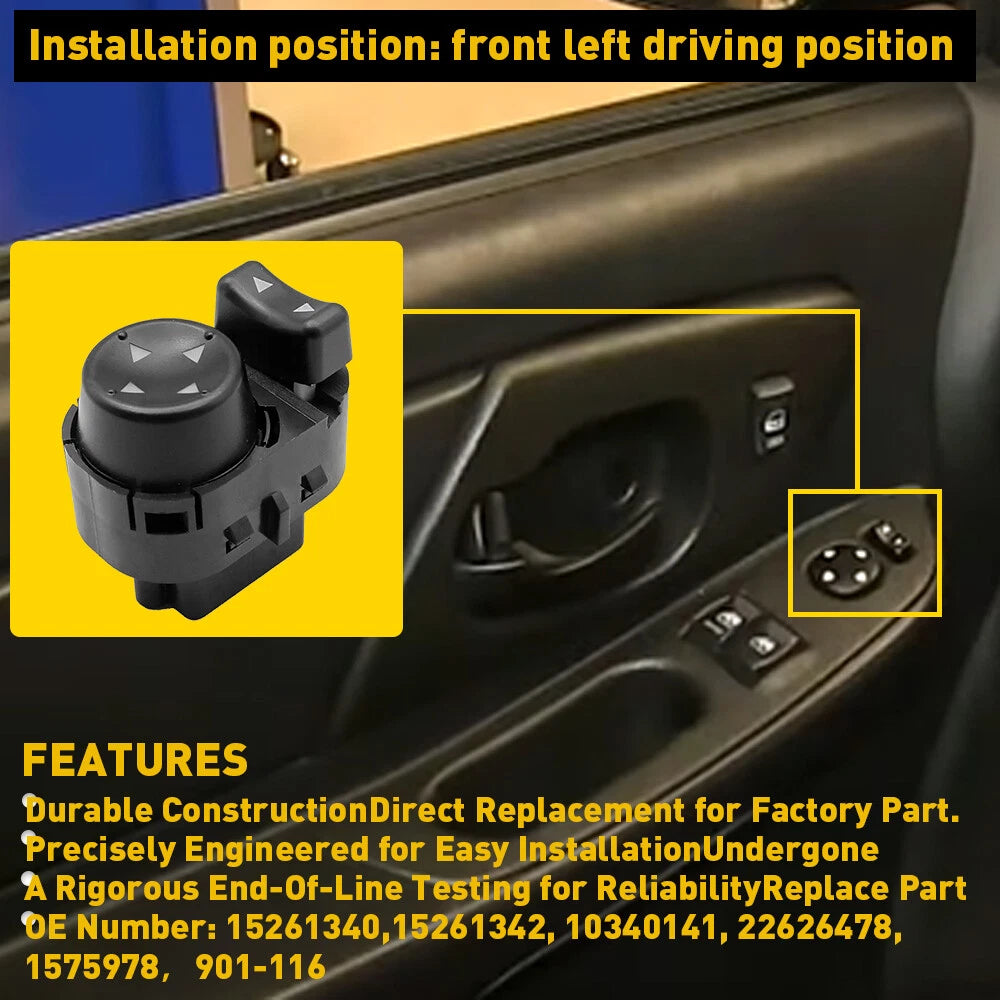 Power Switch Mirror Driver Side Control Front Fits For 2006-2011 Chevrolet HHR 6B93BC-57