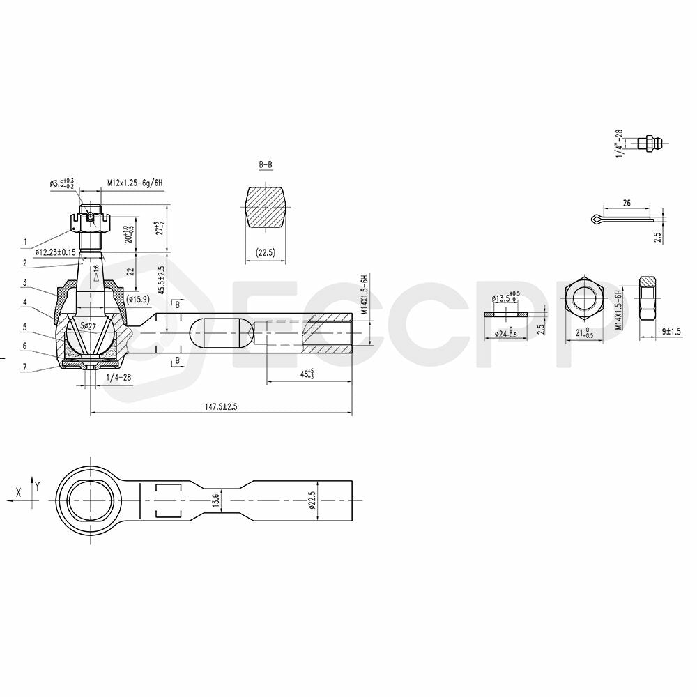 For 2005-2008 Chevy Uplander FWD 6pcs Front Inner Outer Tie Rods Sway Bars Kit 6B93BC-57