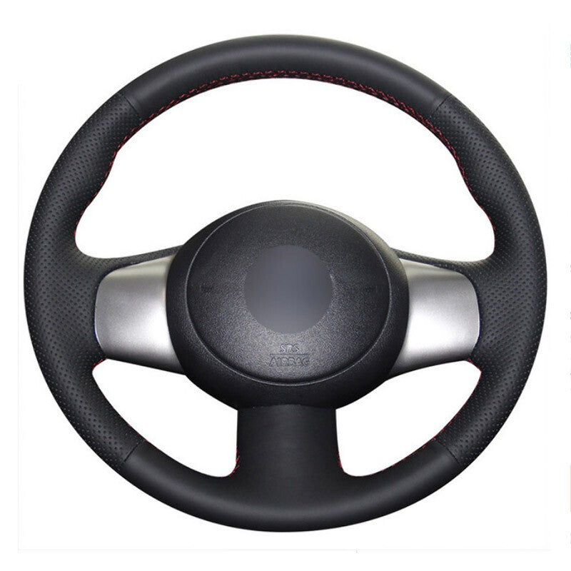 Leather Steering Wheel Hand-stitch on Wrap Cover For Nissan March Sunny Almera