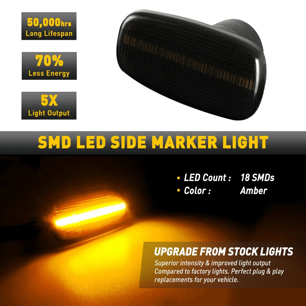 For 2004-06 Scion xB Smoke 2pc Lens Dynamic LED Marker Side Blinker Light Lamp 6B93BC-57