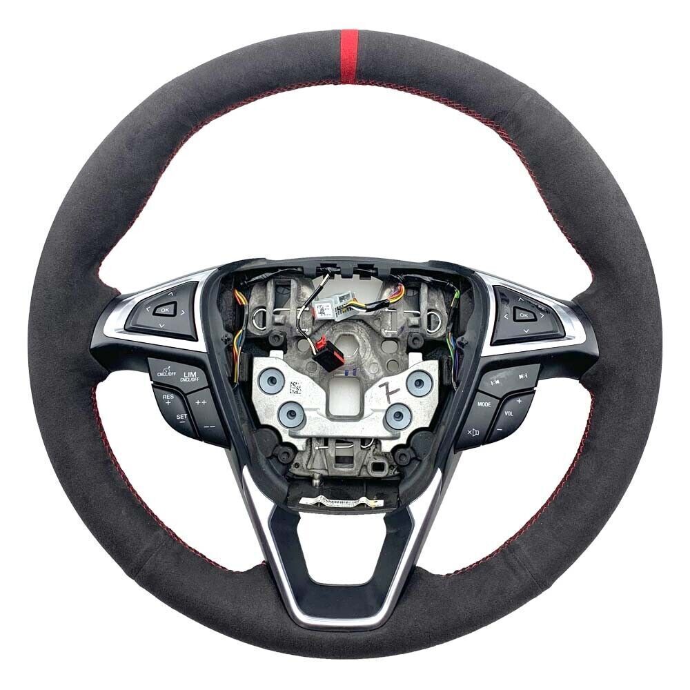 Black Suede Leather Steering Wheel Hand Sewing Wrap Cover For Ford Fusion/Edge