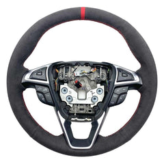 Black Suede Leather Steering Wheel Hand Sewing Wrap Cover For Ford Fusion/Edge