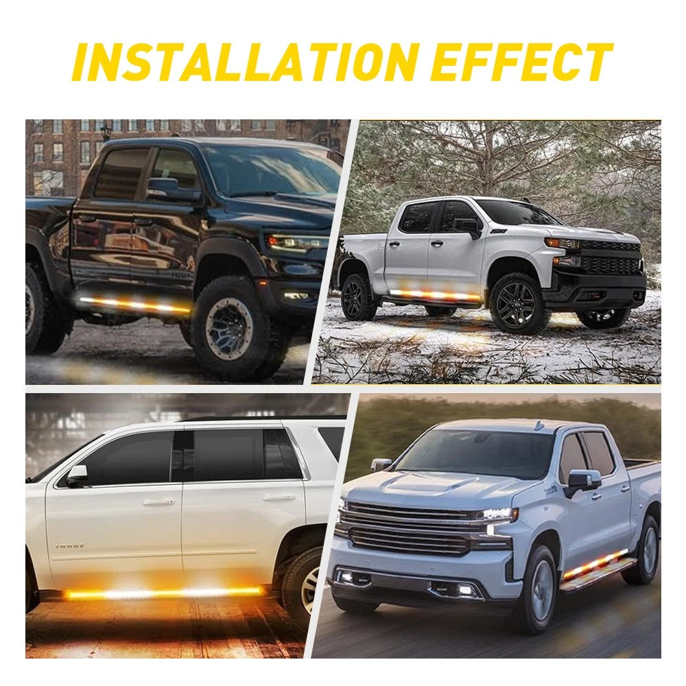 2x 60" Emergency Truck Tailgate Strobe Lights Strip Tail Light Bar Amber White A 6B93BC-57