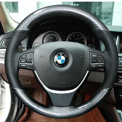 Carbon Fiber&Hole Leather Steering Wheel Hand Sewing Wrap Cover Fit For BMW F10