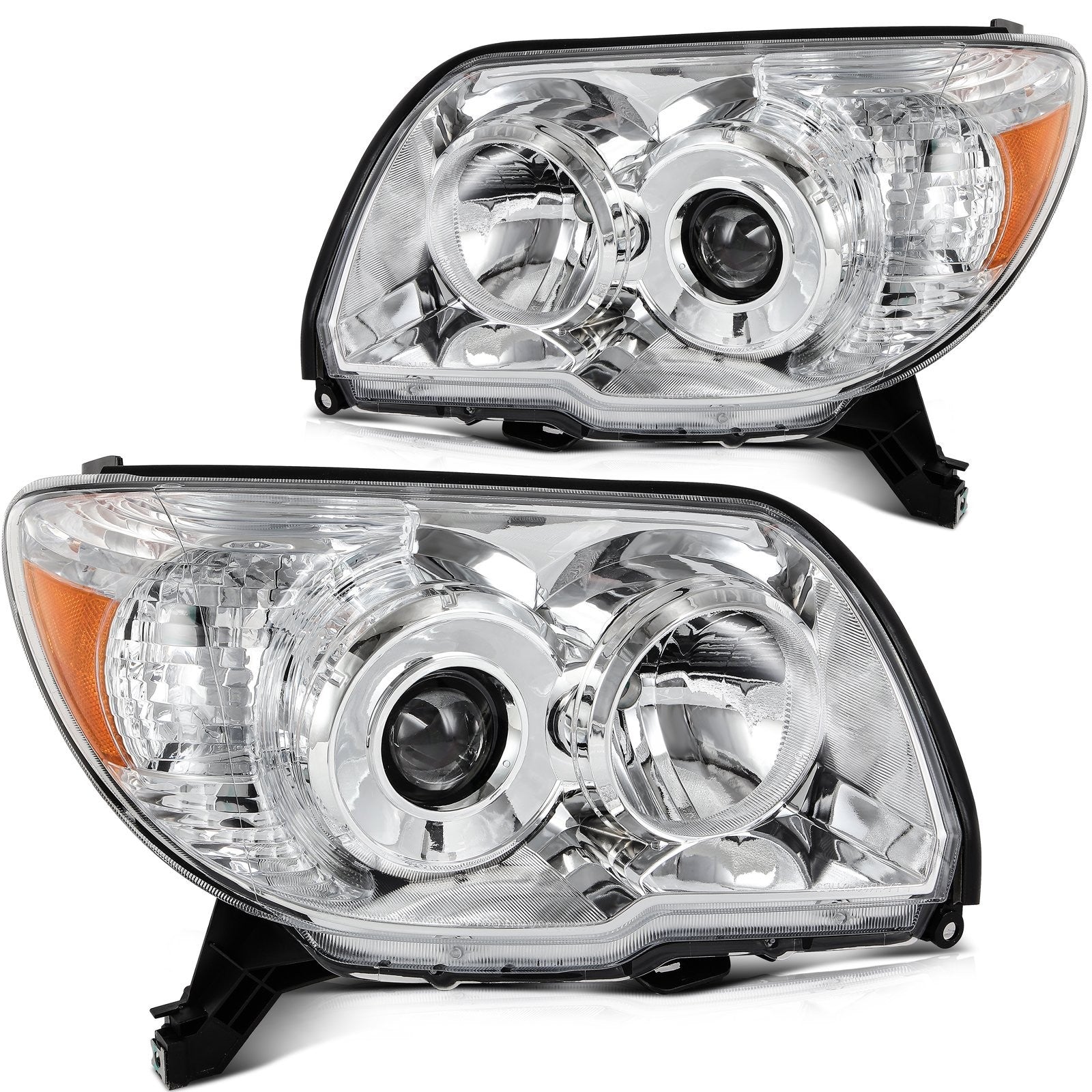 ECCPP Headlights Assembly For Toyota 4Runner 2006-2009 Pair Kit Chrome Amber 6B93BC-57