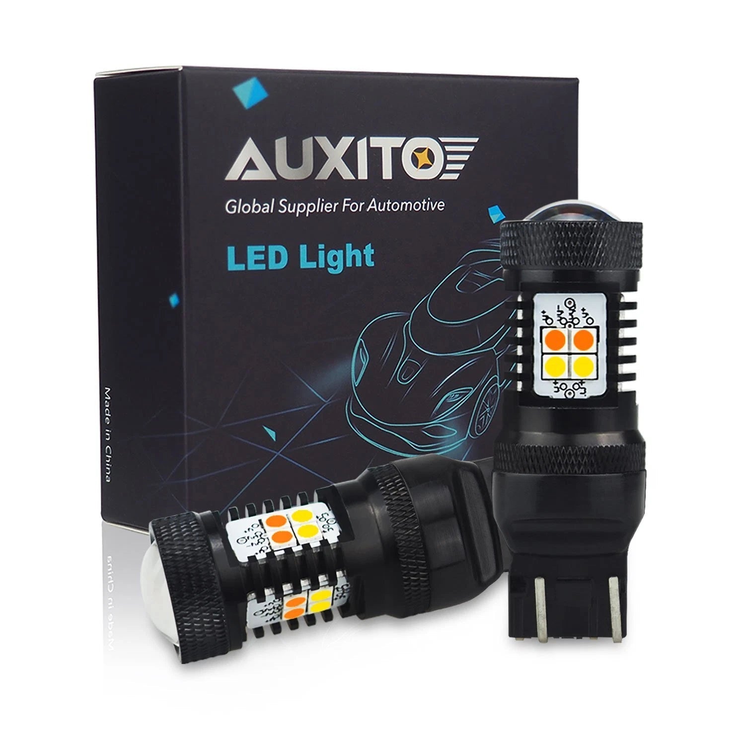 2X 7443 7444 Amber/Yellow Switchback Dual Color Turn Signal Light bulbs LED EOA 6B93BC-57