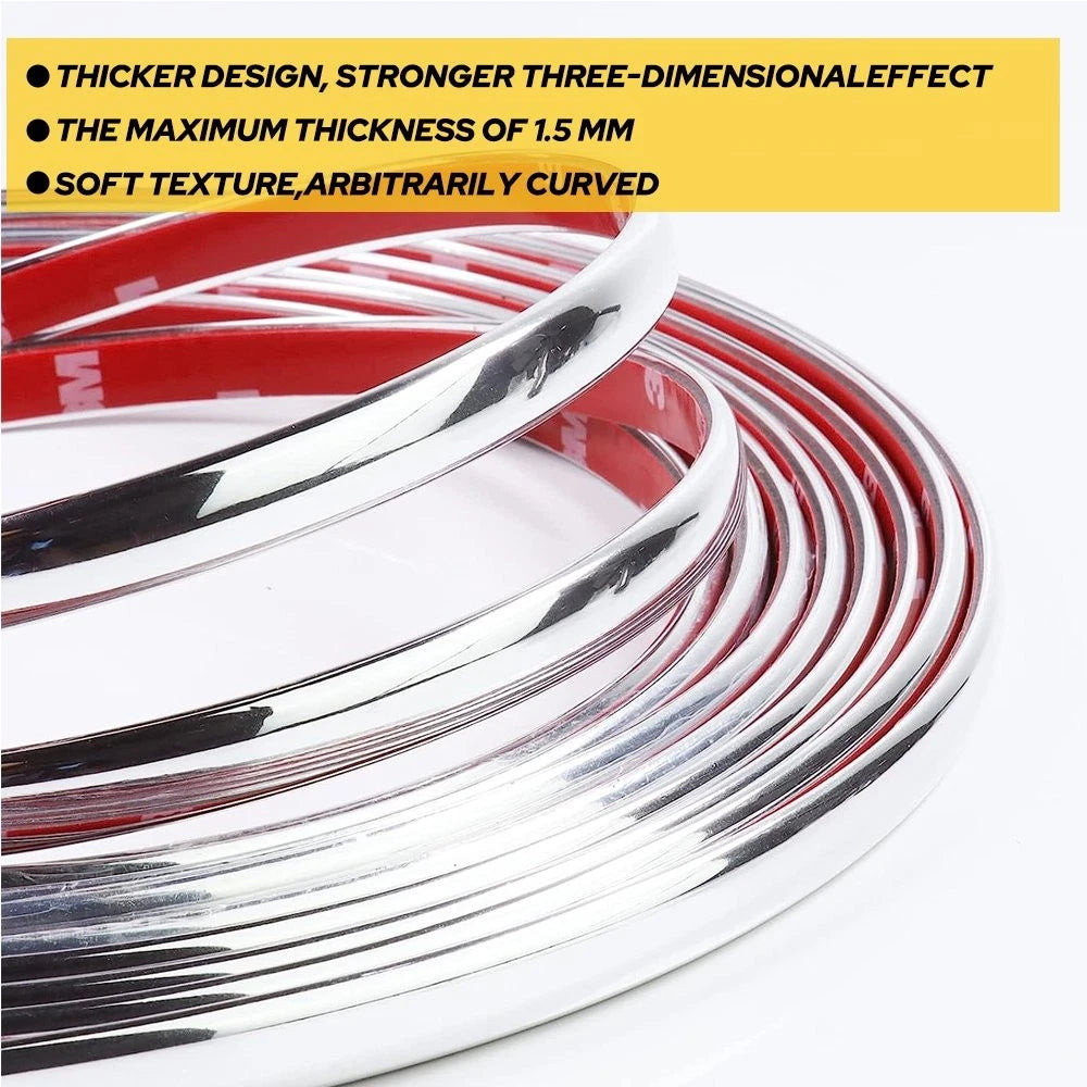 25ft Chrome Molding Trim Wide Automotive Trunk Body Side Bumper Strip Decor EOA 6B93BC-57