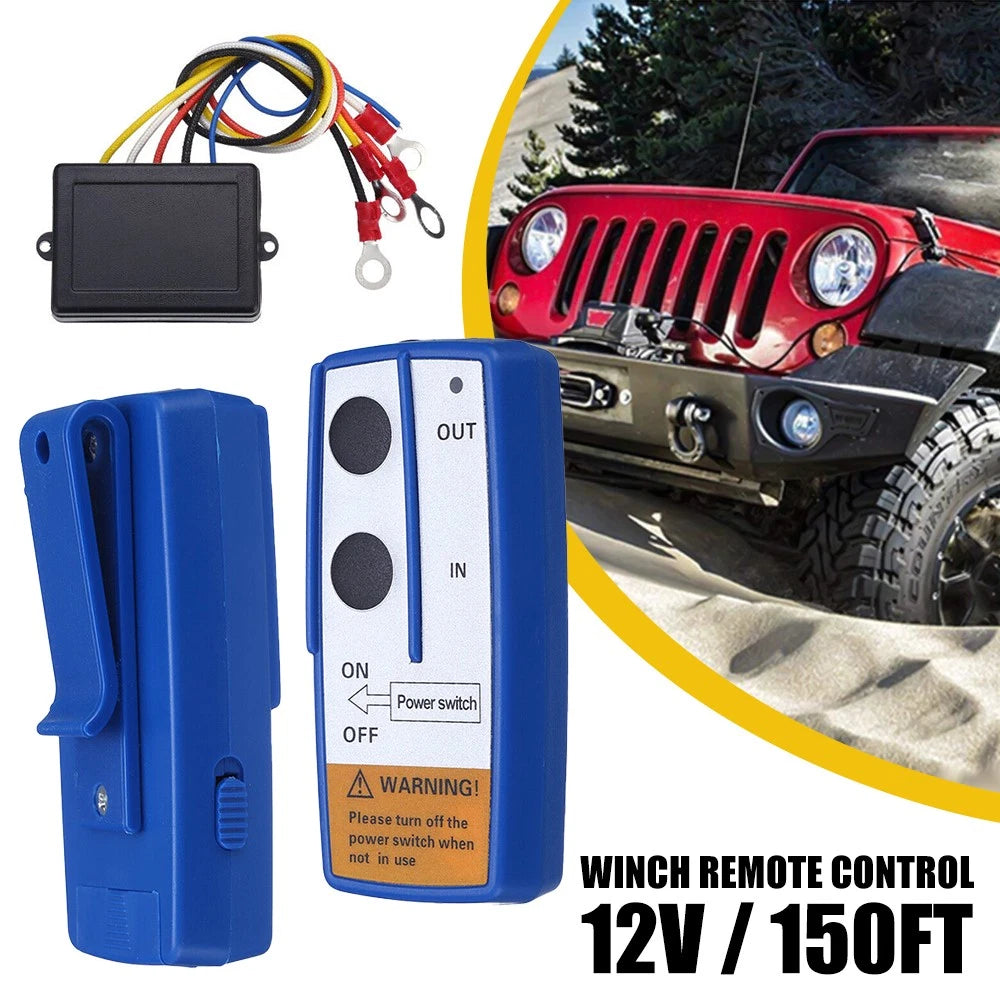 Wireless Winch Remote Control 12V Kit Receiver 150ft Twin Handset Switch Easy US 6B93BC-57
