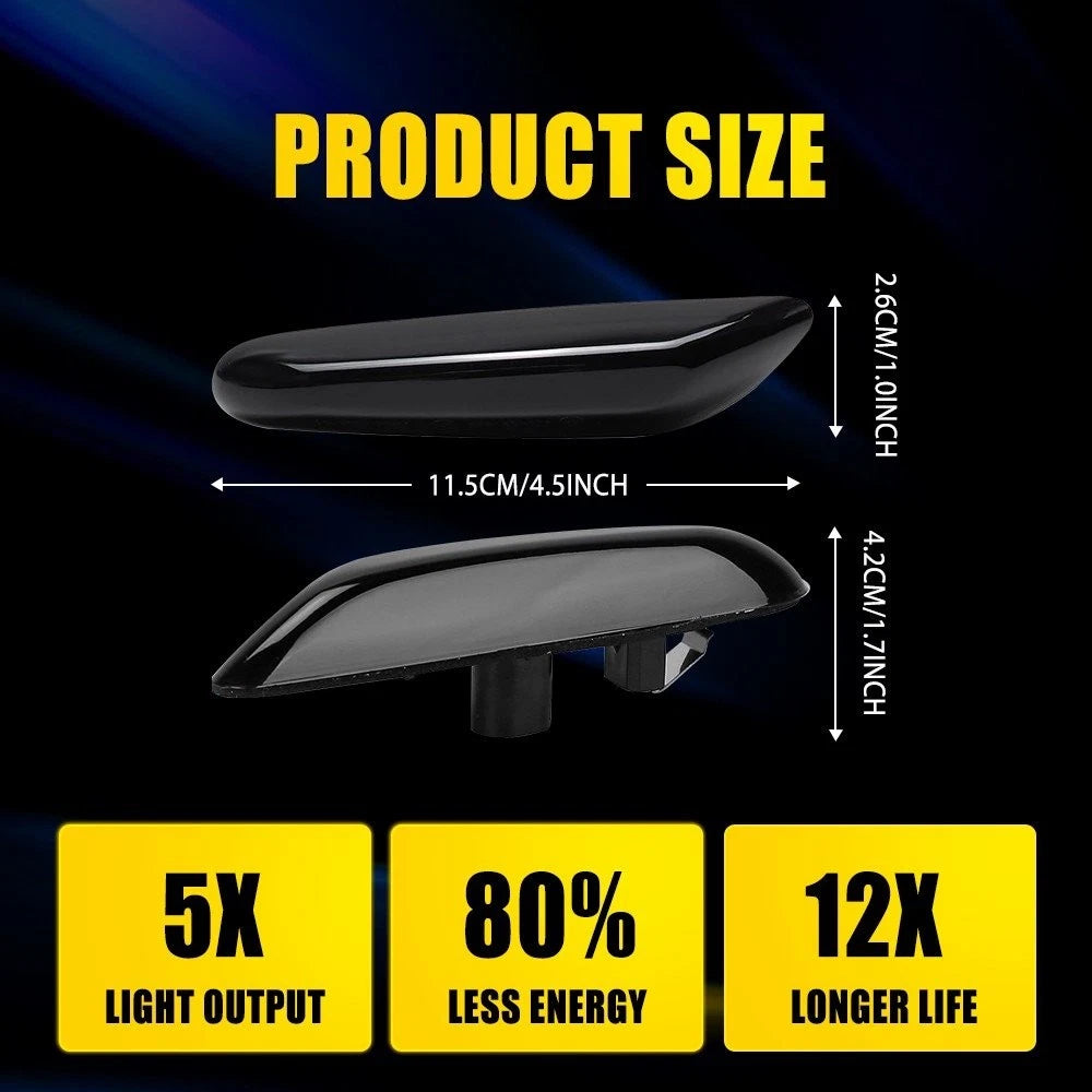 Sequential Smoked LED Side Marker Lights For BMW E60 E61 E82 E88 E90 E91 E92 EOA 6B93BC-57