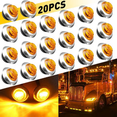20X Amber Yellow Round Side Marker Lights 12V Truck Trailer 3/4"LED Bullet Light 6B93BC-57