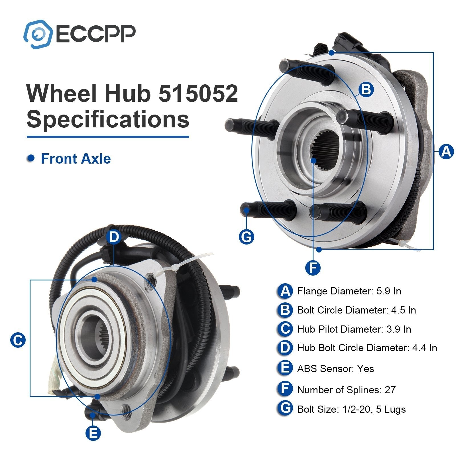 2P Wheel Hub Bearings Front 4WD AWD For Ford Explorer Ranger Mercury Mountaineer 6B93BC-57