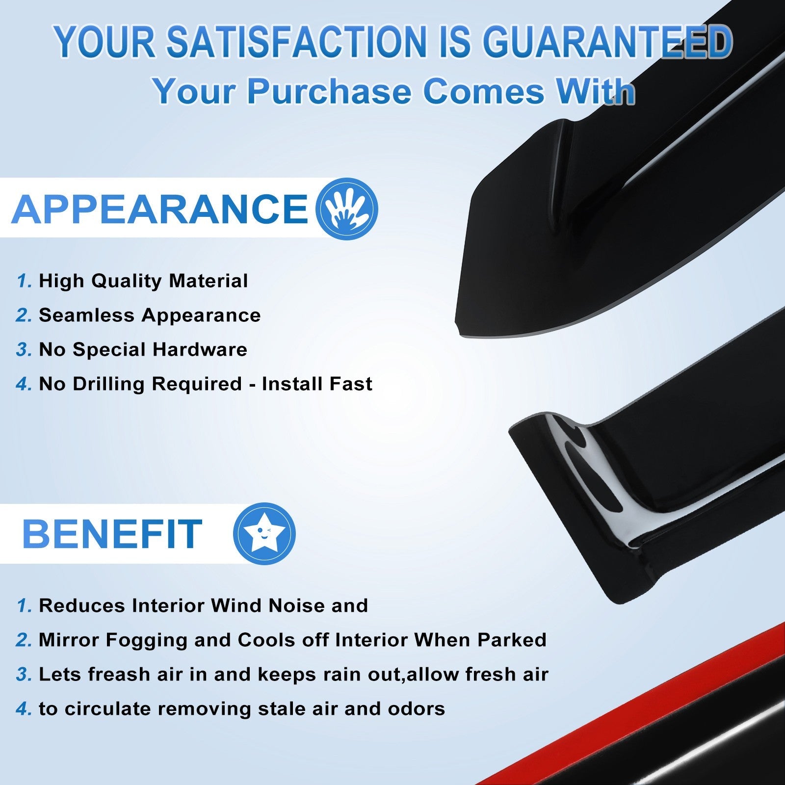 For 2001-2005 Honda Civic Coupe Window Visor Vent Guards Shades Deflectors 6B93BC-57