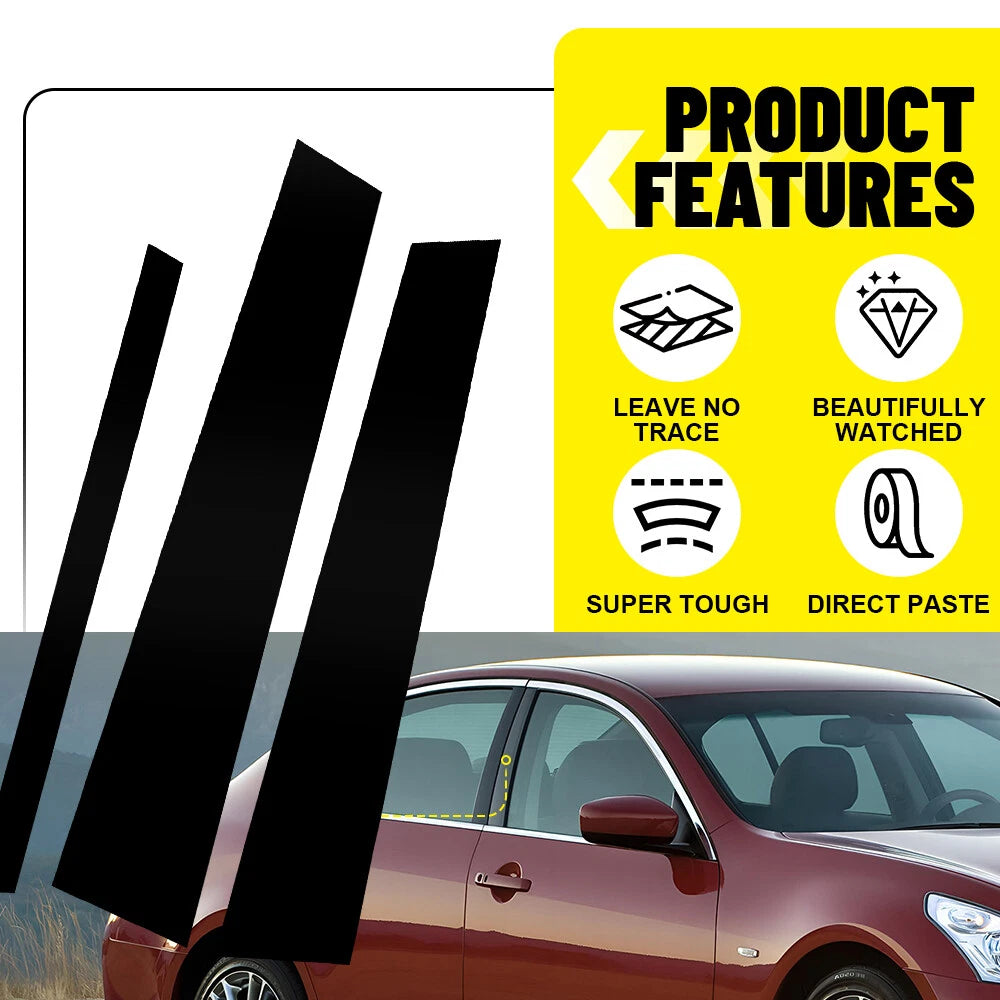 6PCS Gloss Black Door Pillar Posts Cover Trim For Infiniti G35 G37 Sedan 02-13 A 6B93BC-57