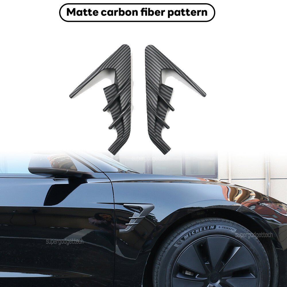 2Pcs ABS Matte Carbon Fiber Grain Side Camera Cover For Tesla Model 3 Highland