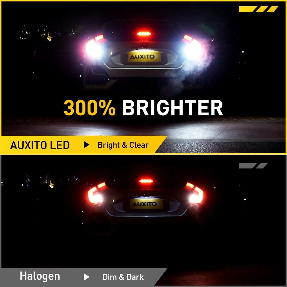 2x AUXITO 1157 LED Light Bulb Car Brake Stop Signal Turn Reverse Tail Lamp White AUXITO