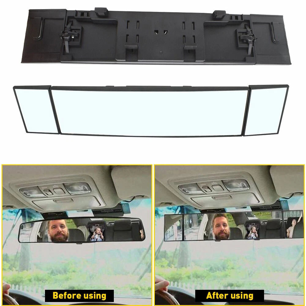 390mm Car Foldable Interior Rear View Mirror Rearview Wide Angle Blind Spot Auto 6B93BC-57