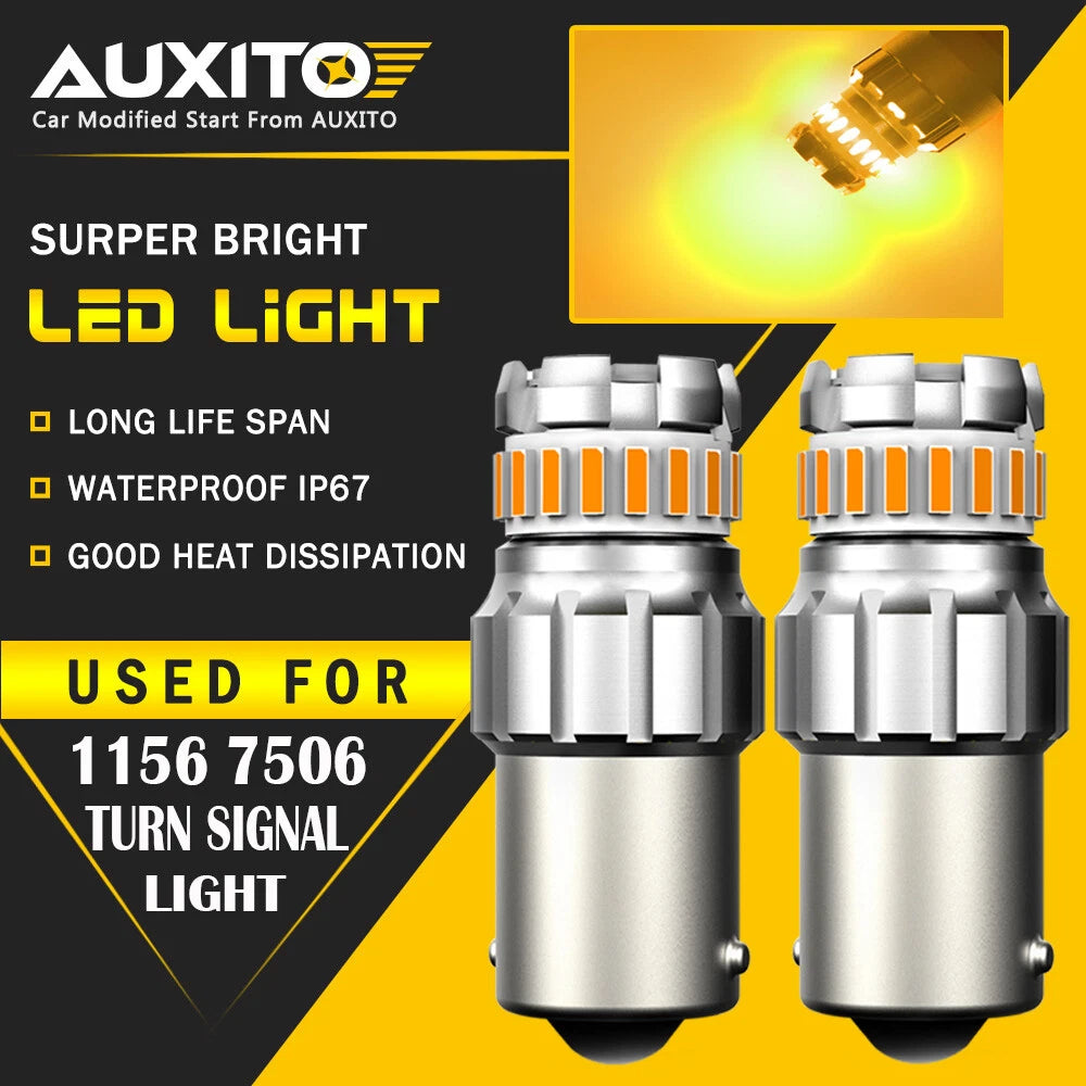 AUXITO 1156 Amber LED Turn Signal Light Bulb Error Free Anti Hyper Flash 2F EOA AUXITO