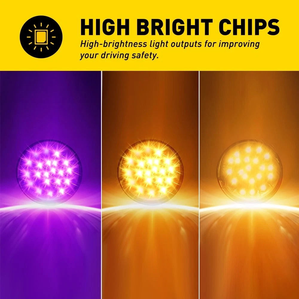 2X Glass Watermelon Lights Side Marker Turn Signal Lamp Clear Amber Purple 12V A 6B93BC-57