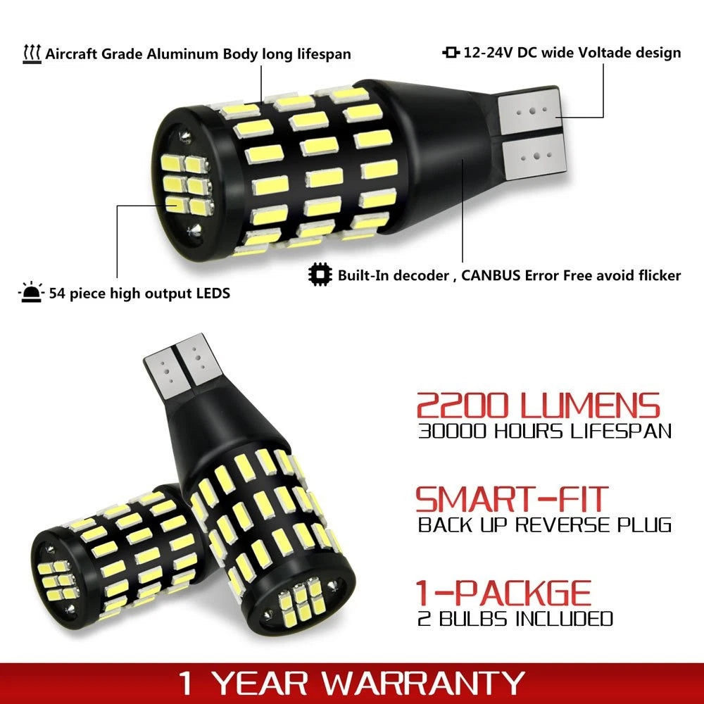 4X Backup Reverse Lights 921 912 T15 LED 6000K White Bulb 54H For GMC Ford EOA 6B93BC-57