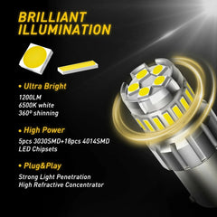 4x AUXITO 1156 LED Reverse Light BA15S Backup Bulb 6500K White Parking DRL Lamp AUXITO