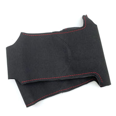 Black Suede Leather Steering Wheel Red Stitch Wrap Cover For Porsche Panamera