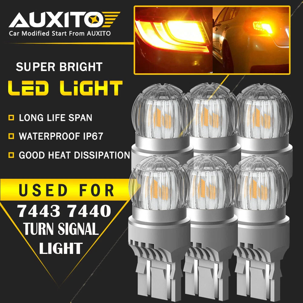 6X AUXITO 7443 7440 Yellow LED Light Front Rear Turn Signal Parking Bulbs 6T EOA AUXITO