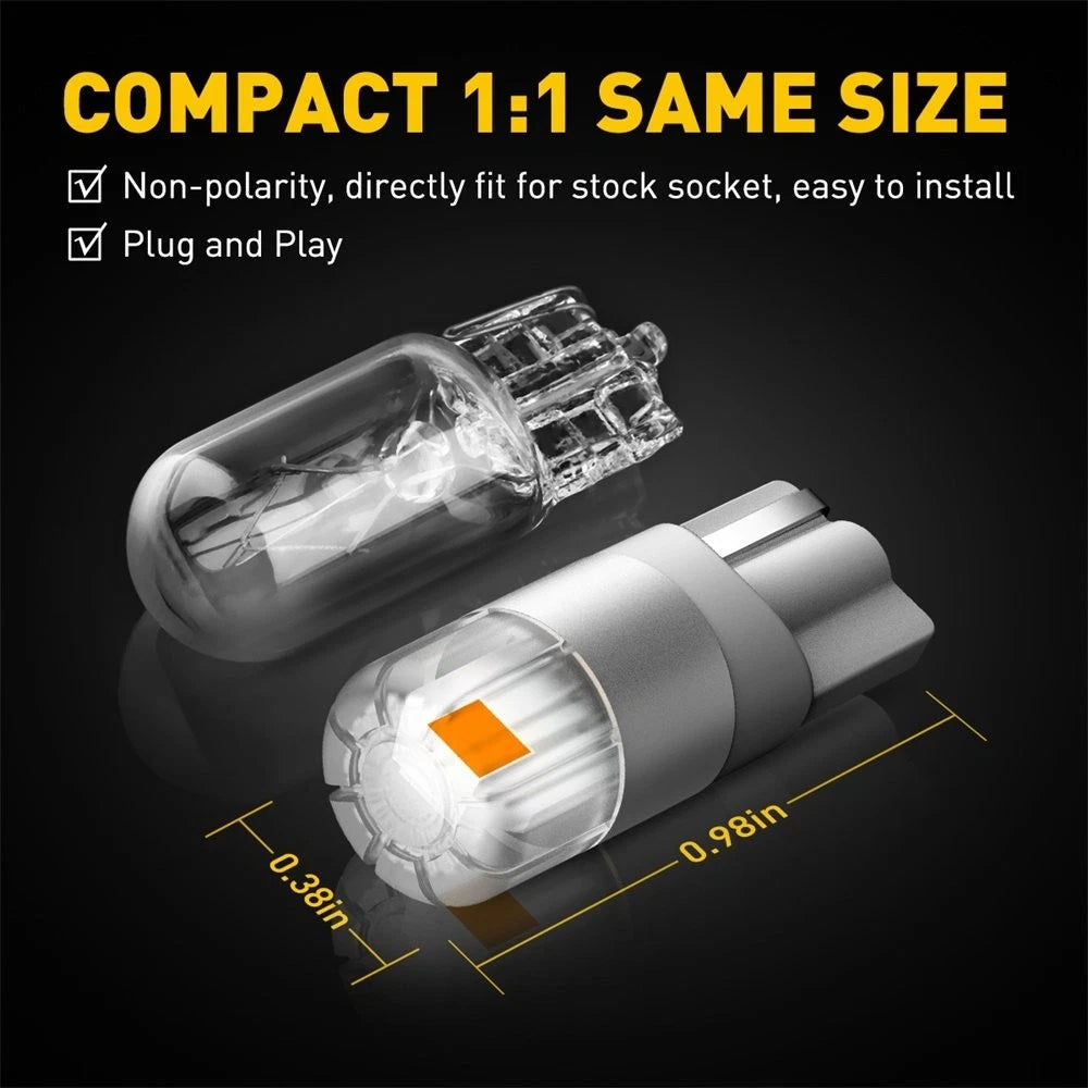 2X AUXITO T10 LED Side Marker Light Bulbs Amber 168 194 192 2825 Canbus 2T EOA AUXITO
