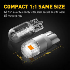 2X AUXITO T10 LED Side Marker Light Bulbs Amber 168 194 192 2825 Canbus 2T EOA AUXITO