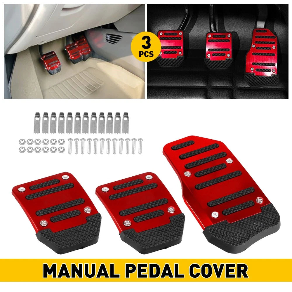 Universal NonSlip Automatic Brake Gas Foot Pedal Pad Cover Kit Accessories (Red) 6B93BC-57