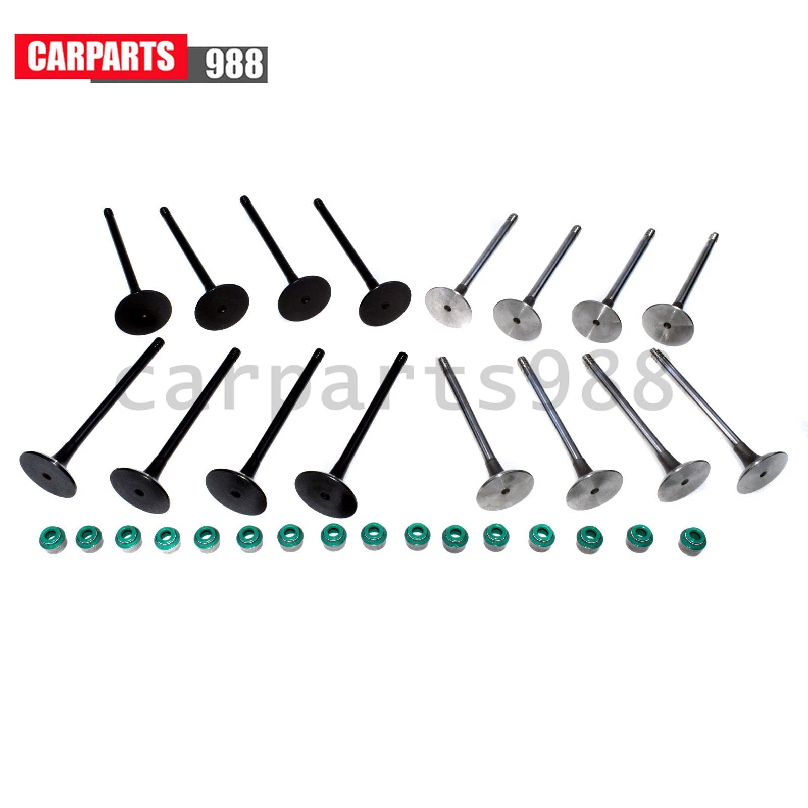 16Pcs Intake & Exhaust Valve + Stem Seals For Chevy Daewoo Isuzu Suzuki 90412277 6B93BC-57