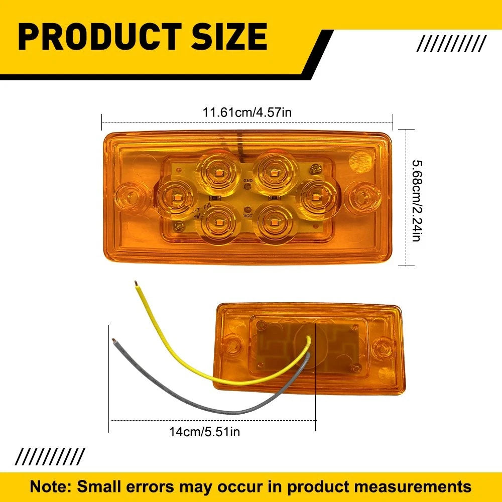 Amber Led Top Marker Cab Roof Light For 12v Semi-Trailers Dump Truck Trailer EOA 6B93BC-57