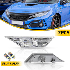 Pair Clear LED Side Lamp Turn Marker Signal Light For Honda Civic 2016-20 2021 6B93BC-57
