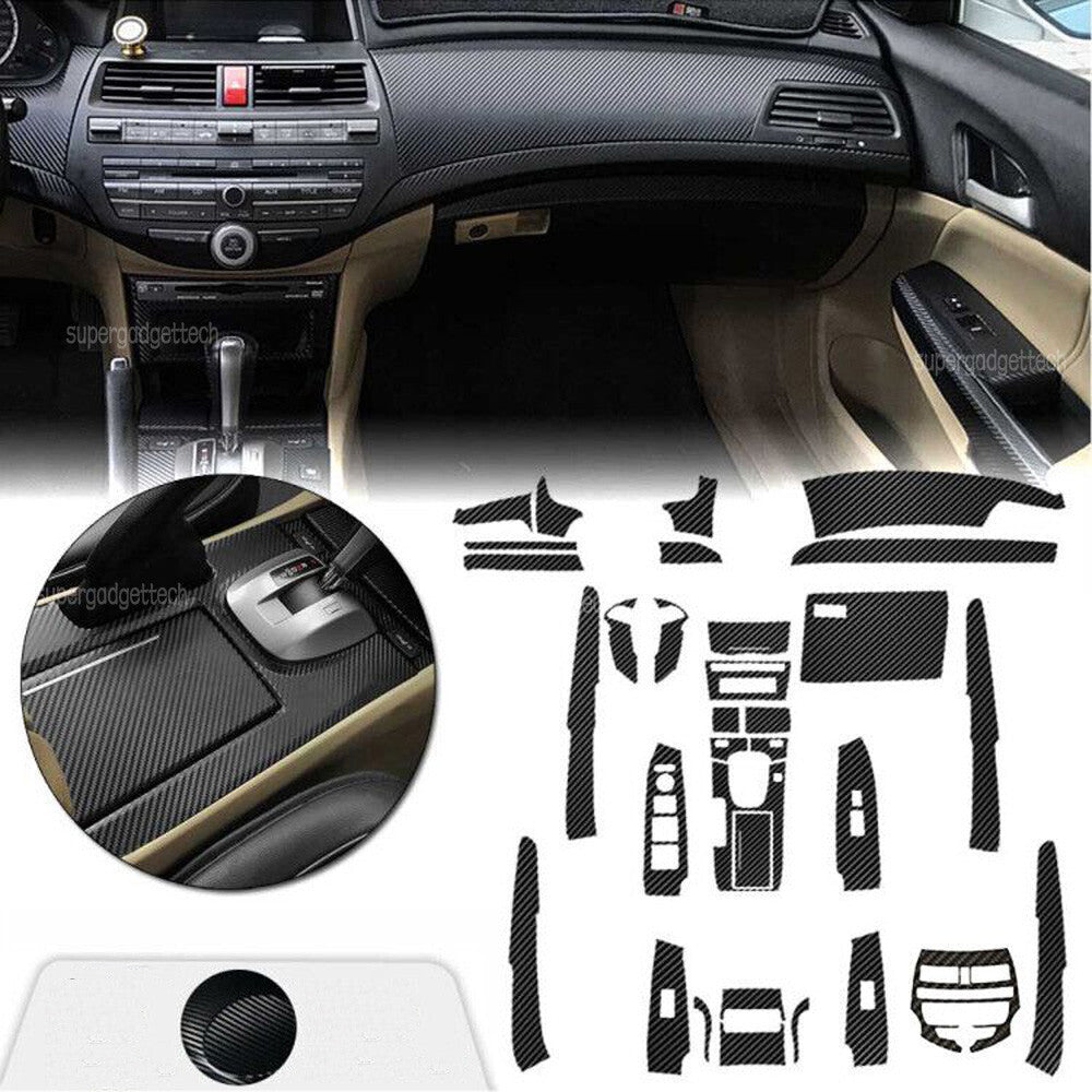 Carbon Fiber Pattern Center Console Molding Sticker Decals For Honda Accord 8th