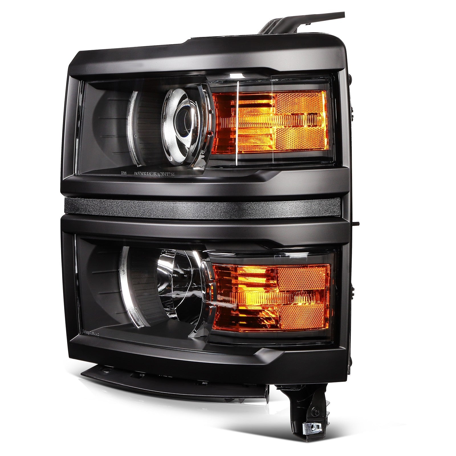 Headlights Assembly For Chevy Silverado 1500 2014-2015 Black Housing w/Projector 6B93BC-57