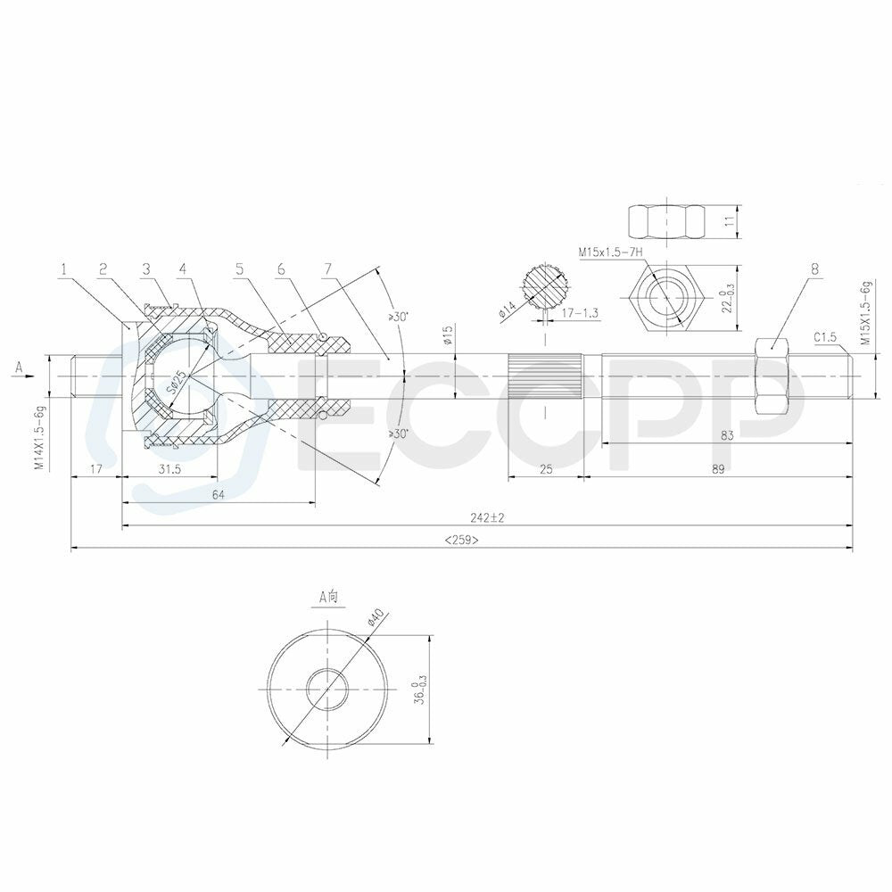 8PCS Front Ball Joints Tie Rods Steering Part For Dodge Durango 4WD 1998-1999 6B93BC-57