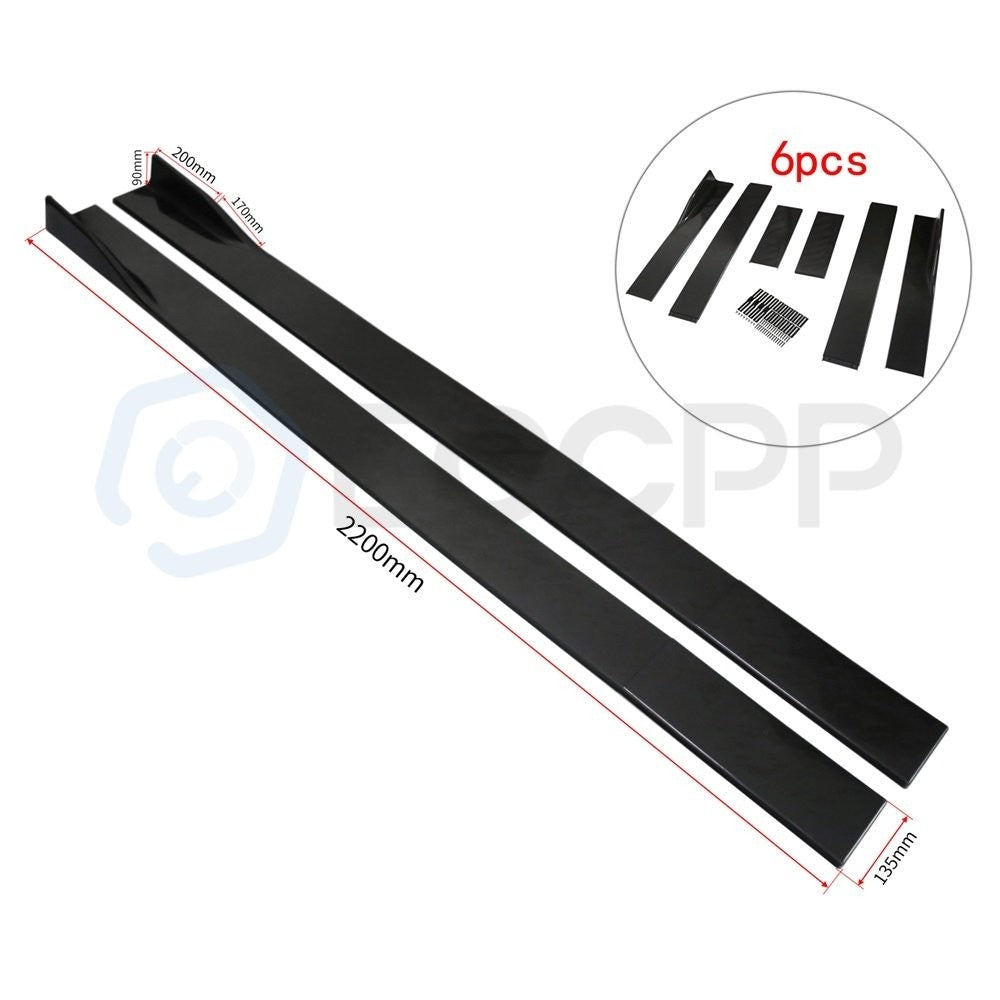 Black Front Bumper Spoiler Body Kit / 86" Side Skirt /Rear Lip Fit For Universal 6B93BC-57