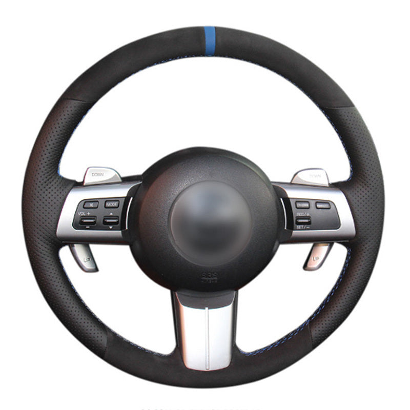 Top Leather Steering Wheel Hand-stitch on Wrap Cover For Mazda MX-5 2009-2013