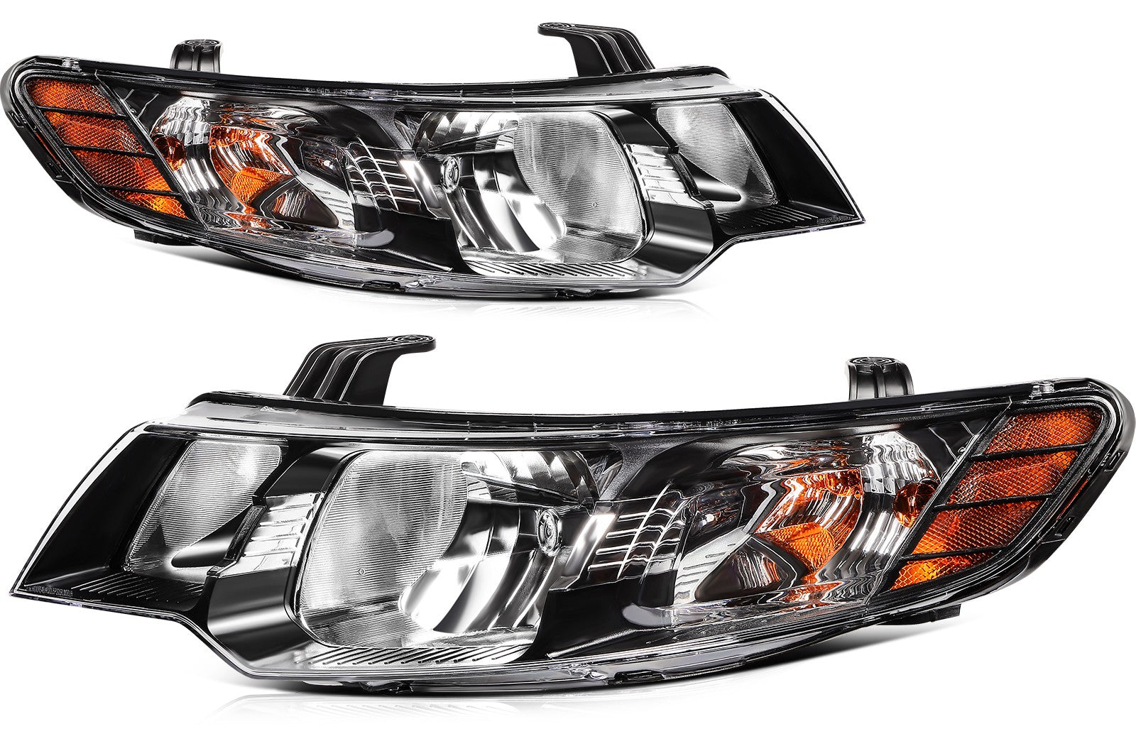 Pair Halogon Headlights Assembly For 2010-2013 Kia Forte 2.0L 2.4L Black Amber 6B93BC-57