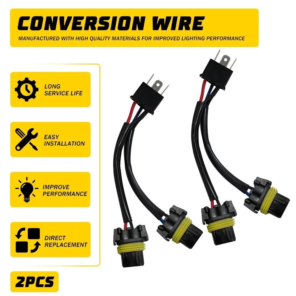 Conversion Wire H6054 to 9005 9006 Two Harness Head Light Bulb Adapter Connector 6B93BC-57