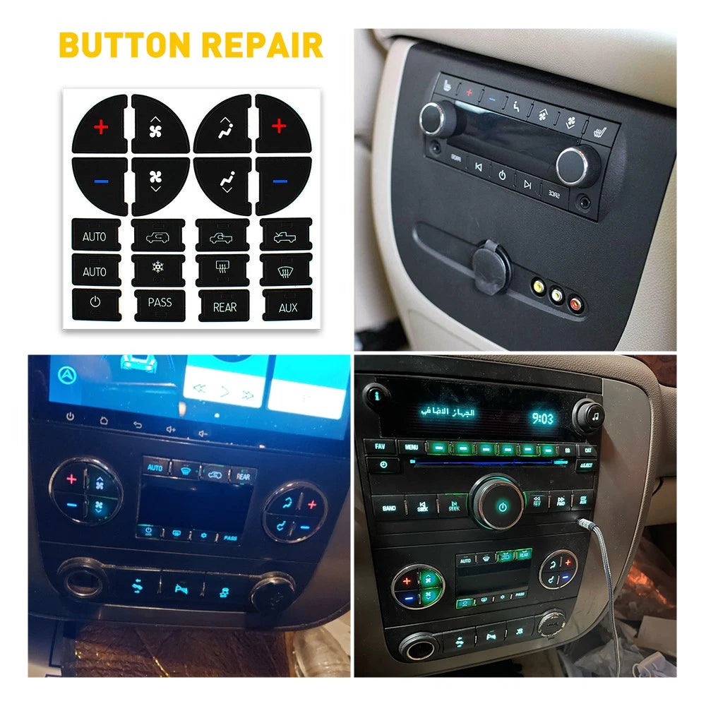 Rear Radio Volume Control Knob Radio Climate A/C Control Button Stickers Set EOA 6B93BC-57