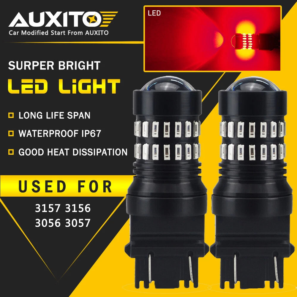 2X AUXITO Red 3157 3057 4157 LED Stop Brake Light Bulb for Buick Jeep Cadillac AUXITO
