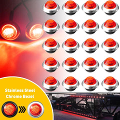 20X 3/4" 12V Side Marker LIGHTS LED Bullet Truck Red Trailer RV Round W/ Base Ma 6B93BC-57
